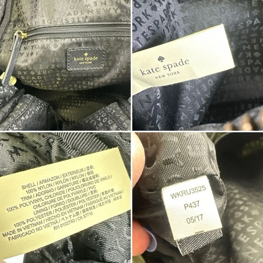 Kate Spade Blake Avenue Hilo Backpack Black Zip Nylon Small Adjustable Shoulder